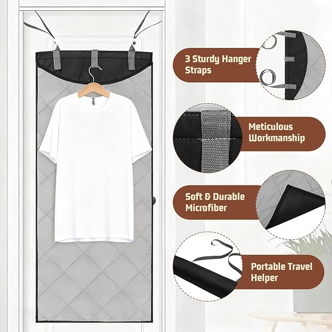 Over The Door Steamer Pad With Heat-Resistant Glove Steamer Board for Clothes Hanging Ironing Board Over The Door Portable Ironing Mat for Home And Travel Use