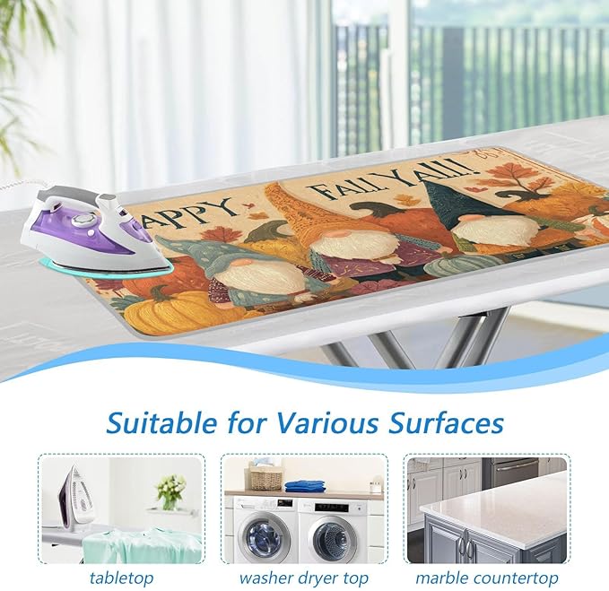 Ironing Mat Pad for Table Portable Travel Iron Blanket Ironing Board Covers Pressing Mat Heat Press Pads 27.6x47.2 Inches Orage Pumpkin Gnomes58
