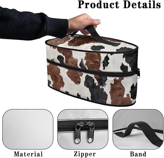Cow Print Travel Iron Storage Box Stylish Portable Protective Carrying Bag Full Size Iron Tote Bag Reusable Steamer Storage Bags Home Decoration