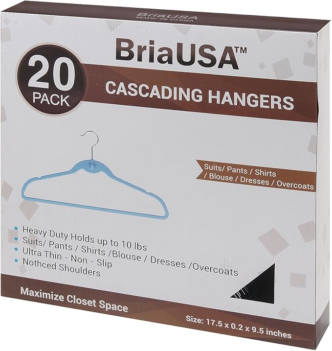 Prettyia Cascade Hangers Black Steel Swivel Hooks -Slim, Sturdy Saves You Extra Space - Box of 20A