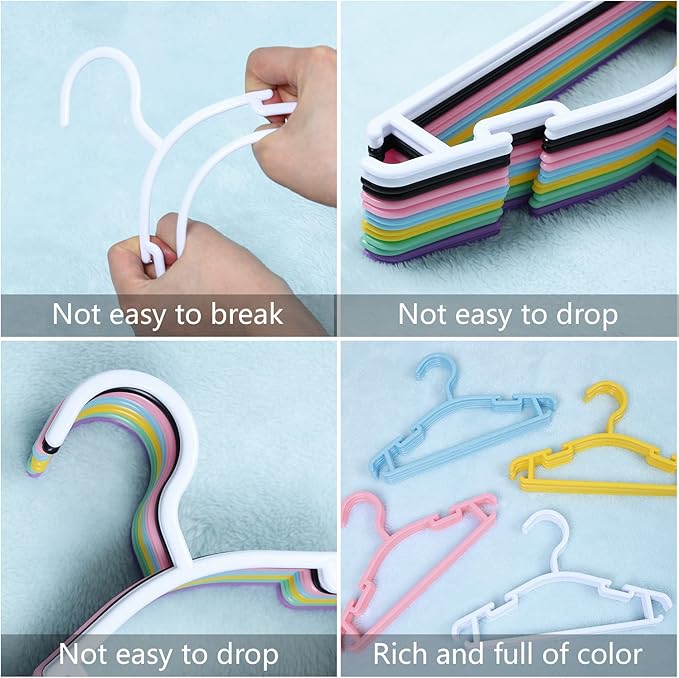 GoodtoU Baby Hangers 100 Pack Multicolor Kids Plastic Hangers Toddler Infant Clothes Hanger Childrens Hanger for Clothes