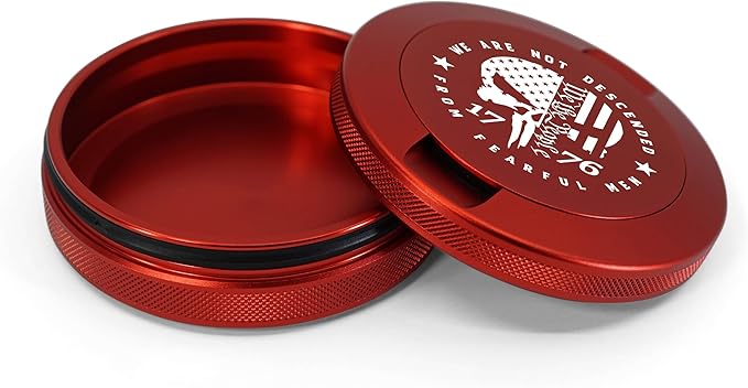 Metal Can | Metal Container for Pouches | Aluminum Used Pouch Storage Tin | Airtight O-Ring Moisture Odor Proof EDC Pocket Tin | Defiance Edition (Red)