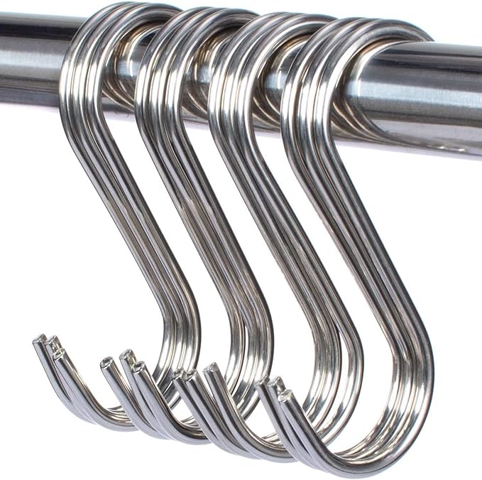 20-Pack S Hooks - Stainless Steel Heavy Duty S Hooks for Hanging pots, Pans, Plants, Coffee Mugs, Towels in Kitchen and Bathroom, Coat, Bag, Work Shop, Perfect Rack Hooks