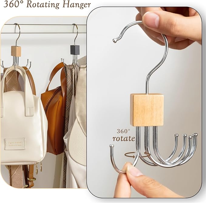 4-Pack Tank Top & Bra Hangers, 360° Rotatable Metal Organizer with Claw Design, Space-Saving Closet Hooks for Bras, Scarves, Purses, and Accessories