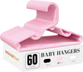 HOUSE DAY Plastic Baby Hangers for Closet 60 Pack, Durable Plastic Kids Hangers for Baby Clothes, Thin & Compact Childrens Hangers, Space Saving Pink Baby Hanger, Small Hanger for Kids Clothes