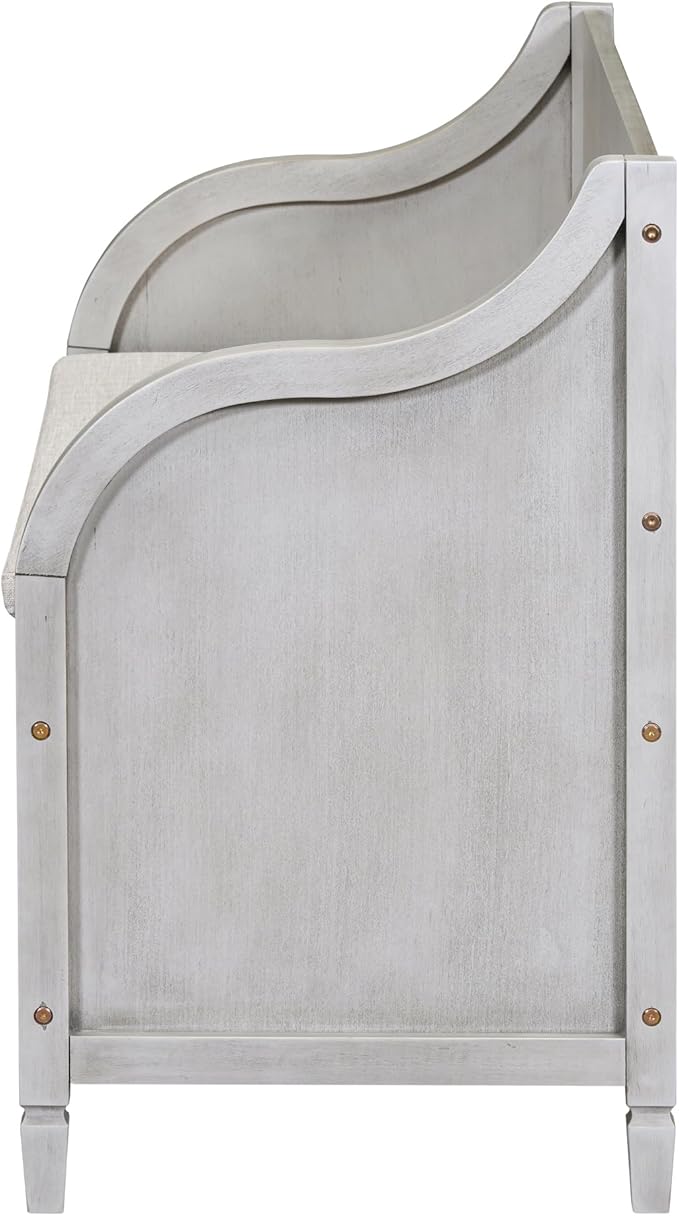 42" Rustic Storage Bench Entryway Bench Shoe Cabinet Ottoman with Safety Hinge, Removable Seat Cushion & Hidden Storage Space for Hallway Entryway Living Room Mudroom End of Bed (Gray Wash)
