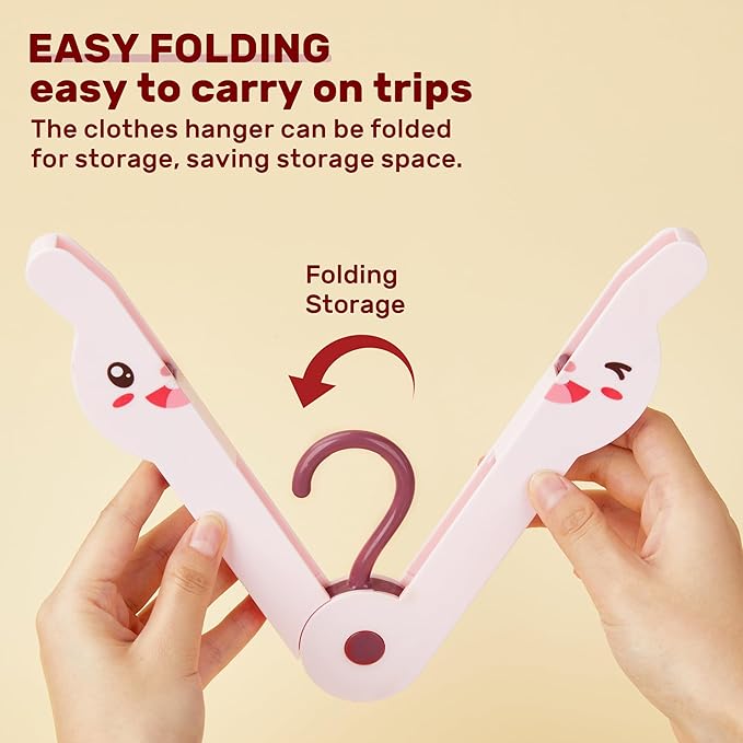 6 Pcs Travel Hangers Portable Folding Clothes Hangers Travel Accessories Foldable Clothes Drying Rack for Camping (Pink)