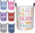 Custom Name Laundry Basket, Personalized Collapsible Laundry Hamper with Name for Bathroom Bedrooms, Customized Dirty Clothes Hamper Storage Basket Gifts for Kids Boys Girls Baby Men Women