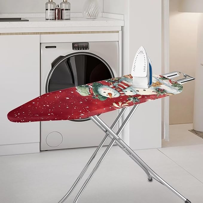 Ironing Board Cover and Pad Christmas Snowman Print Ironing Pad for Table Ironing Board Protector with Hook and Loop 54x15 inches