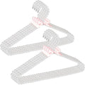Concepts Premium Heavy Duty Pearl Hangers with Pink Ribbon Trim for Wedding and Engagement Gowns - Slim Design Also Can Be Used for Suits and Shirts (White Pearl, 8 Pack)