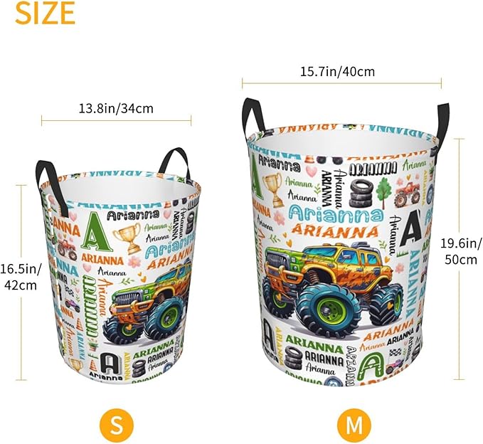 Personalized Truck Laundry Basket For Baby Kids Boys Girls Adult Custom Hamper Basket With Name For Bathroom Bedrooms Collapsible Baby Laundry Basket, Dirty Clothes Hamper With Handles