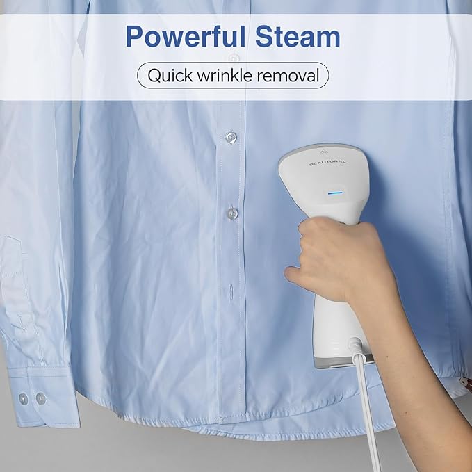 BEAUTURAL Steamer for Clothes,1000W Portable Clothes Steamer with 140ML Water Tank,Quick Wrinkle Removal for All Fabrics, Ideal for Home, Office, Travel