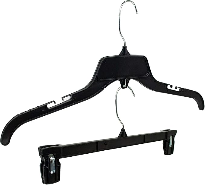 HangOn Shirt & Pants Hangers Combo Set Recycled Plastic, Black, 17 Inch & 12 Inch, 15 Each 30 Total