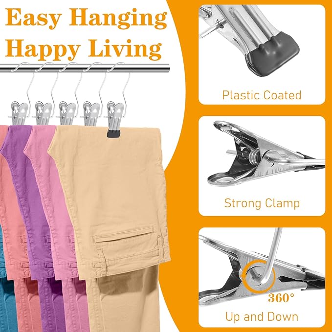 Legging Organizer for Closet, Yoga Pants Hangers 50 Pack Hanging Clips Coated Clips for Leggings, Hanger Space Saving Closet Organizers and Storage for Skirt, Shorts, Hats, Towel, Boot, Jeans