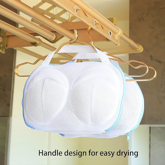 Bra Wash Bag Set of 2, Mesh Laundry Washing Bags with Premium Zipper for Bra, Foldable Mesh Lingerie Underware Wash Bags Protector for Washing Machine