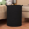 58L Woven Laundry Basket,Cotton Tall Laundry Hamper for Blankets,Clothes,Pillows,Toys,Shoes Large Laundry Bin Black