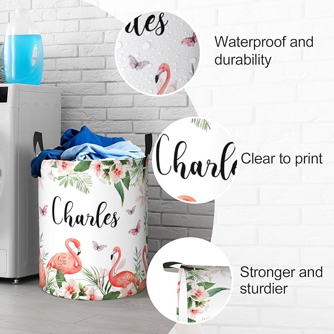 Custom Name Laundry Basket, Personalized Collapsible Laundry Hamper with Name for Bathroom Bedrooms, Customized Dirty Clothes Hamper Storage Basket Gifts for Kids Boys Girls Baby Men Women
