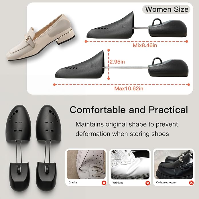 JJDPARTS 2 Pairs Shoe Tree for Sneakers & Shoes Shoe Trees Stretcher Shaper for Men & Women,Black