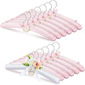 12 Pcs Satin Padded Hangers for Women Clothing White Lace Bride Hangers with Anti Rust Shoulder Hook Non-Slip Buttons and Customizable Tags for Hanging Dresses Sweaters Suits Party Supplies