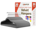 Gray Velvet Hangers 20 Pack – 360° Swivel Hook, Non-Slip and Space Saving Hangers, Heavy-Duty 11 lbs Weight Capacity - Smooth Velvet Finish for Crease-Free Clothes and Effortless Closet Organization