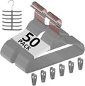 VECELO Premium Velvet Suit Hangers Heavy Duty (50 Pack) - Non Slip & Space-Saving Clothes Hangers with 6 Finger Clips and Tie Rack Excellent for Men and Women (Gray)