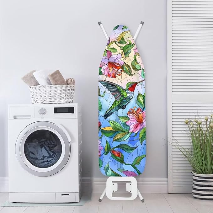 Hummingbird Ironing Board Covers 16 x 54 Inch, Easy Fit, Scorch Resistant, Pink Floral Printed Smooth Replacement Ironing Board Cover and Pad