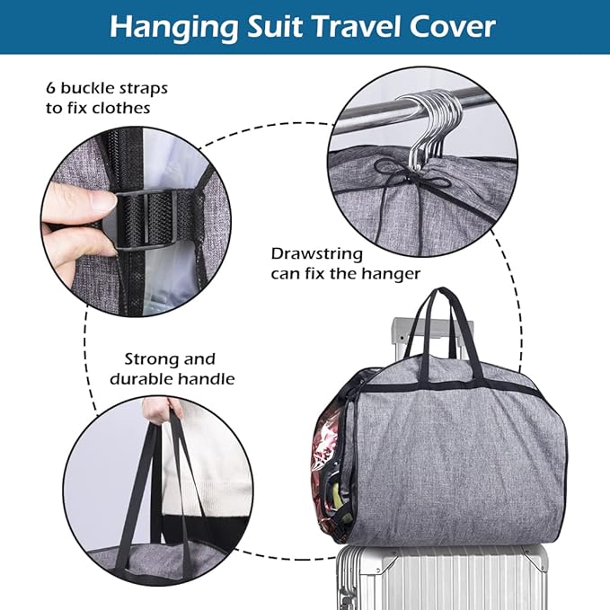 MISSLO 40" Garment Bags for Travel Moving Bags Heavy Duty Hanging Bags for Clothes Sturdy Oxford Fabric Travel Suit Bags for Closet Storage Suit Covers for Men Women