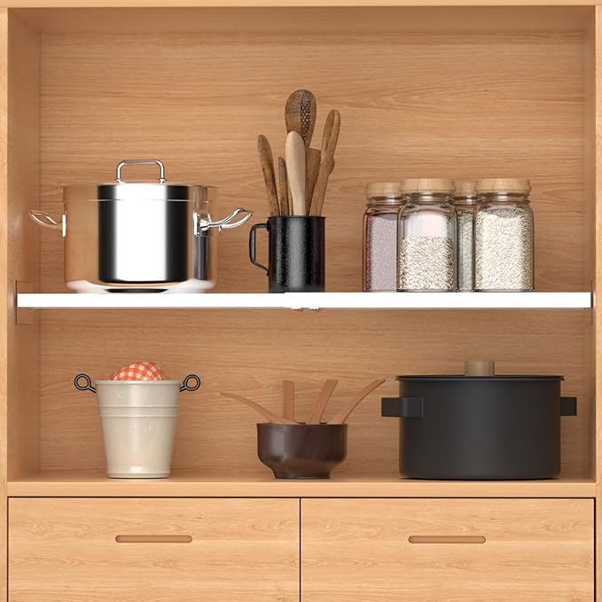 Closet Tension Shelf Expandable Cabinet Organizer Storage Shelf Heavy Duty Metal DIY Shelf Divider Separator for Cabinet Wardrobe Cupboard Kitchen Bedroom