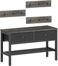 Hall Tree with Bench and Shoe Storage, Entryway Bench with Coat Rack, 4-in-1 Coat Rack Shoe Bench, Multifunctional, for Front Door, Hallway, Foyer, Charcoal Grey and Black MT05BC
