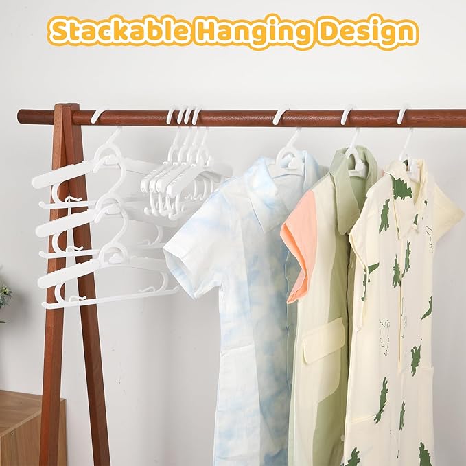 40 Pack Baby Clothes Hangers, 11-15" Adjustable Non-Slip Thickened Kid Hangers for Nursery Closet Toddlers Infant Children to Teenager (White)