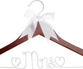 Ella Celebration Mrs Wedding Dress Hanger, Wood and Wire Hangers for Brides (Mahogany)