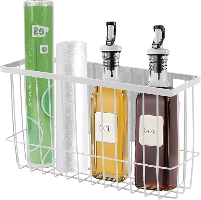 HONUTIGE Magnetic Dryer Ball Holder, Kitchen Moveable Magnetic Storage Holder, Magnetic Basket Organizer Shelf Rack for Refrigerator, Kitchen Counter, Laundry Room, Bathroom (White)