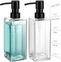 GMISUN Glass Soap Dispenser with Stainless Steel Pump, Clear Hand Soap Dispenser for Bathroom, 12 fl oz/350ml Hand and Dish Soap Dispensers Set for Kitchen, Refillable Liquid Soap and Lotion Bottle