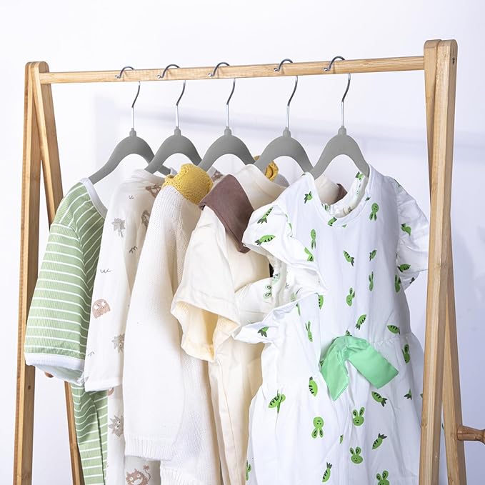 GoodtoU Kids Velvet Hangers 50 Pack, Non Slip Baby Hangers for Closet Children's Clothes Hangers Felt Clothes Hanger for Infant/Toddler (Grey 50Pack)