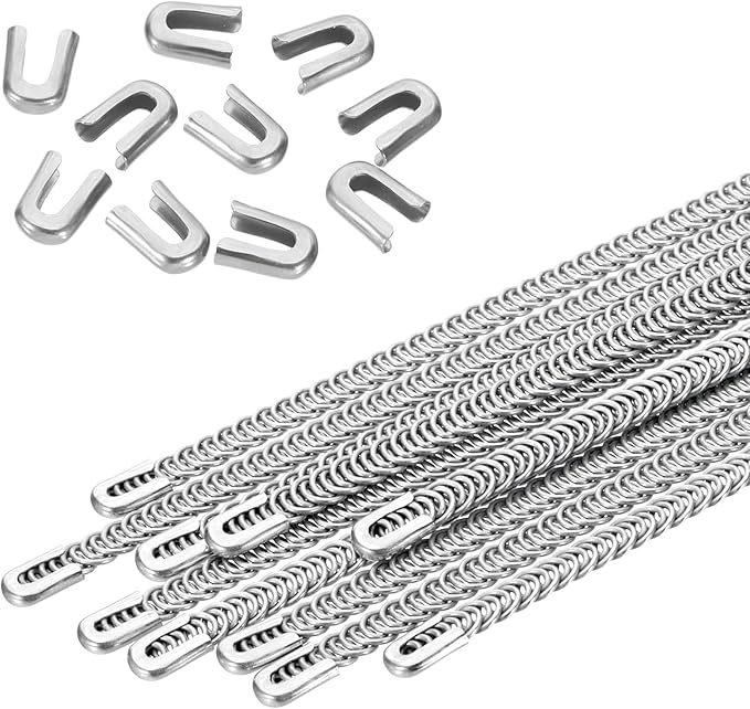 PATIKIL 10 Pcs 13.7 Inch 304 Stainless Steel Metal Steel Spiral Corset Boning, Metal Boning with 10pcs 6mm Boning Tips for Sewing Corset, Making Costume,Hoop Skirt, Collar (6mm Wide)