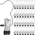 Yinder 250 Pcs Boot Hangers Clips Laundry Hooks Hanging Stainless Steel Clothes Pins Portable Clip Hangers for Closet Travel Socks Pants Handbags Hats Towels (Black)
