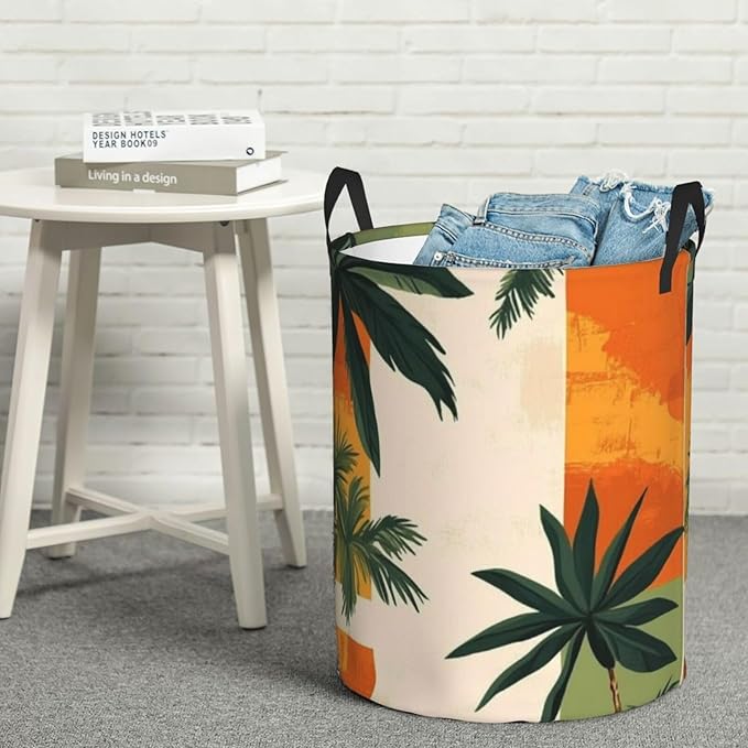 Retro Tropics Print Laundry Basket For Storage Bins Gift Baskets Bedroom Clothes Hamper