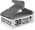 30 Pack Adult Plastic Hanger for Shirt Pants Coats Dresses Skirts Suits Jackets - Standard Thick Coat Hanger - Sturdy & Durable Design with Shoulder Grooves Hook - Grey