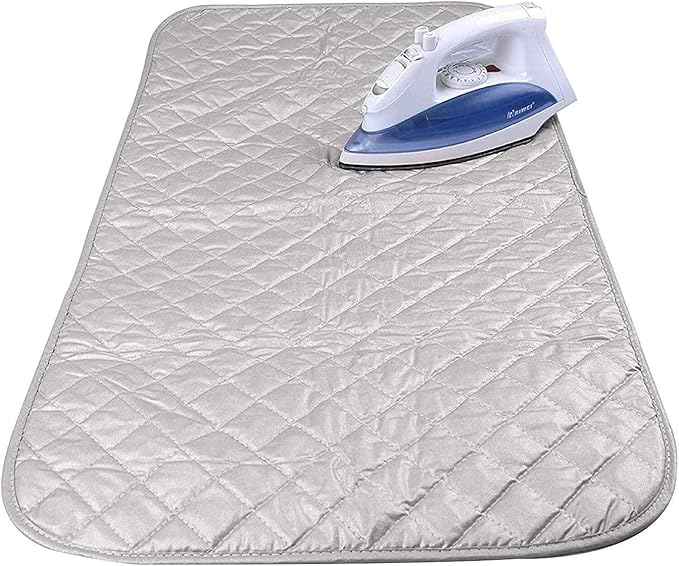 Magnetic Ironing Mat Blanket Ironing Board Replacement, Iron Board Alternative Cover, Portable Travel Ironing Pad, Quilted Heat Resistant Ironing Pad Cover for Washer, Dryer, Table Top 33"X 19" (Gray)