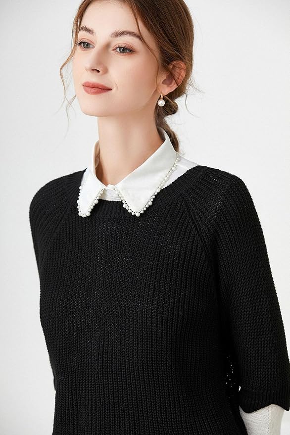 YAKEF Lady Half-Shirt Blouse Detachable Lace Chiffon Fake Collars Dicky Collar Faux Collar