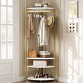IDEALHOUSE Corner Coat Rack with Shoe Bench Entryway and 6 Double Hooks, Corner Hall Tree - Corner Clothes Rack with Storage Corner Tree with Organizer Shoe Bench Shelf for Entryway, Hallway, Closet