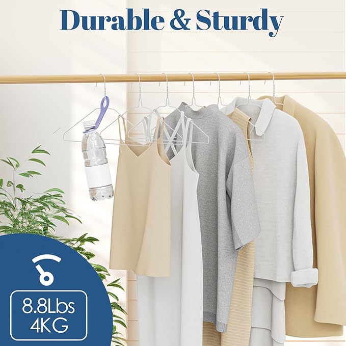 SPECILITE 18 Inch Wire Metal Clothes Hangers Bulk 100 Pack for Large Size Suits, Coats, Shirts, Pants, Skirts, Space Saving, Non Slip,12 Gauge Ultra Thin, White