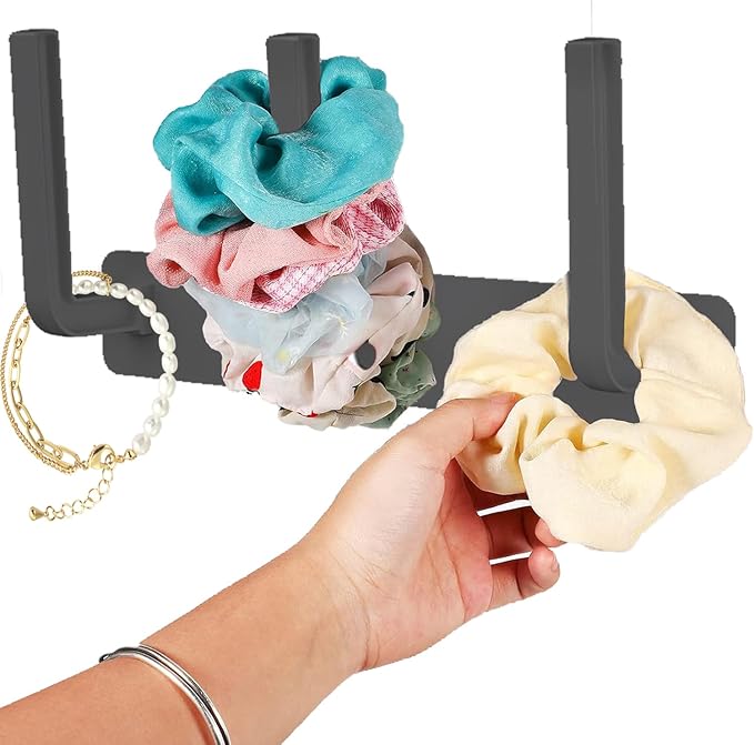 clino 2 Pack Headband Holder, Hair Ties Holder,Multifunctional Hooks, Removable Hat Hook, Claw Clip Organizer, Hair Accessories Organizer for Women and Girls, Men Hat Rack for Baseball Caps (Black)