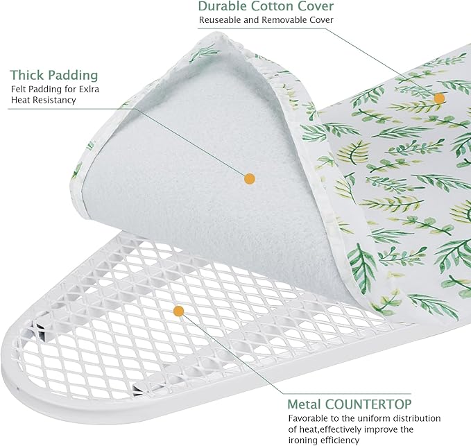 SheeChung Wall Mounted Ironing Board 36"X12",Foldable Ironing Boards with Removable Heat Resistant Cover,Compact Mount Fold Down Iron Board,Easy-Release Lever,Space Saving Ironing Board,Yellow Leaf