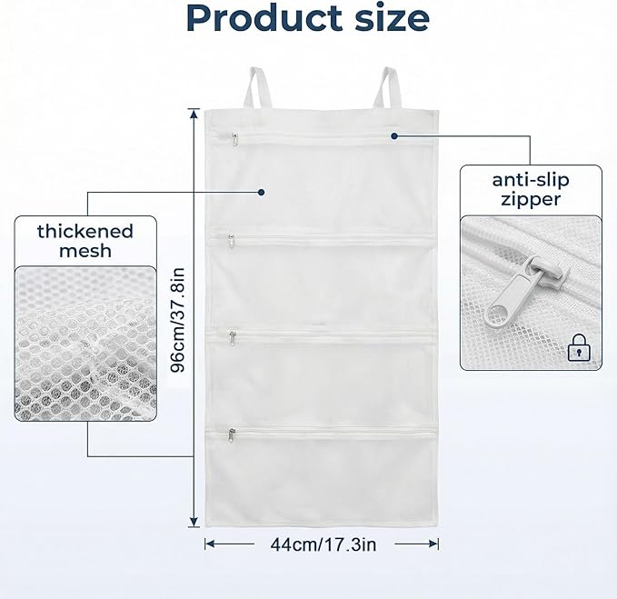 2PCS Bra Laundry Bags for Washing Machine, Delicates Bra Washing Bags for Laundry and Storage, Holds 8 D–F Cup Sizes, 4-in-1 Clean Dry Store Dust-Proof Design, Cleans Better Than Single Bag