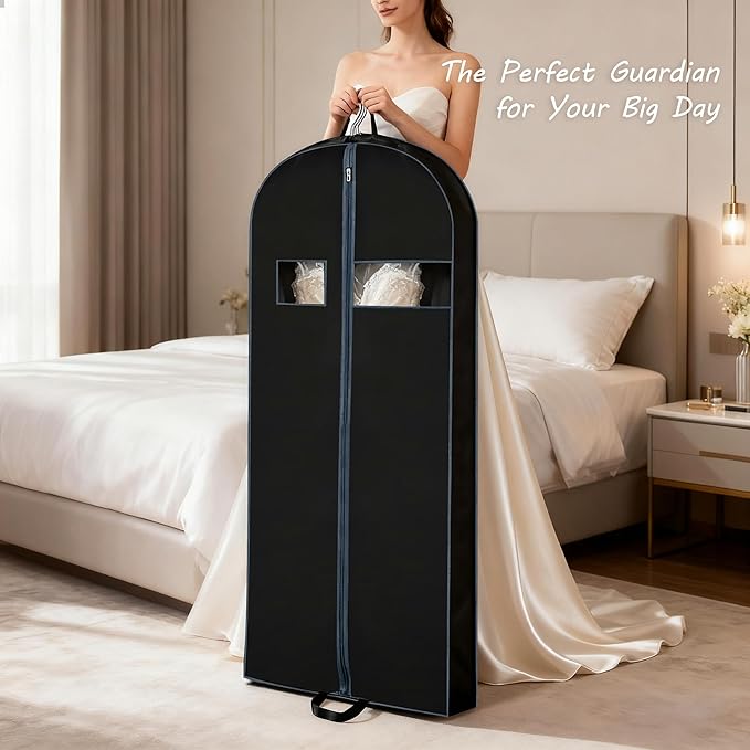 3 Pack 60 inch Dress Garment Bags for Closet Organization and Travel – Long Garment Covers for Dresses, Suits, Coats and Gowns