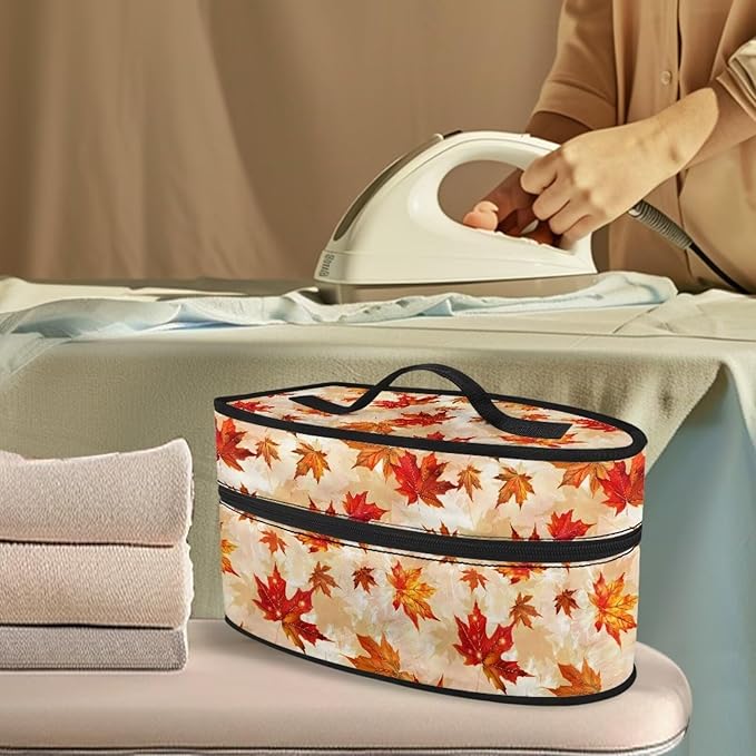 Autumn Maple Leaves Steam Iron Storage Case with Zipper Closure Lightweight Reusable Iron Storage Bag for Clothing Store