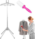 Garment Steamer Stand, Steamer Rack, Height Adjustable Clothes Steamer Holder, Foldable Garment Steamer Clothes Rack Handheld Garment Steamer Clothes Rack with Non Slip Mat for Steam Ironing (Grey)