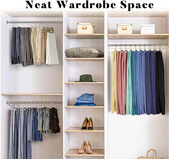 HOUSE DAY Legging and Yoga Pants Hangers with Clips 20 Pack, Closet Organizer Clips, Space Saving Hanging Clips for Hat, Bag, and Home Storage - Ivory