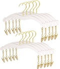 Besser 10 Pack Lingerie Hangers with Gold Metal Clips,Imitation Wood Grain Bralettes Bikini Hangers,Plastic Material Hangers for Bras,Tank Tops,Bralettes, Bikini